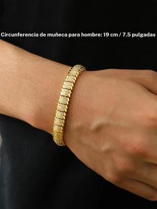 ICED CHICS 9mm Pulsera de hueso de serpiente poligonal, cool y a la moda, estilo hip-hop, combinada con gemas sintéticas brillantes, es un accesorio de lujo adecuado para todas las ocasiones, apto para hombres y mujeres