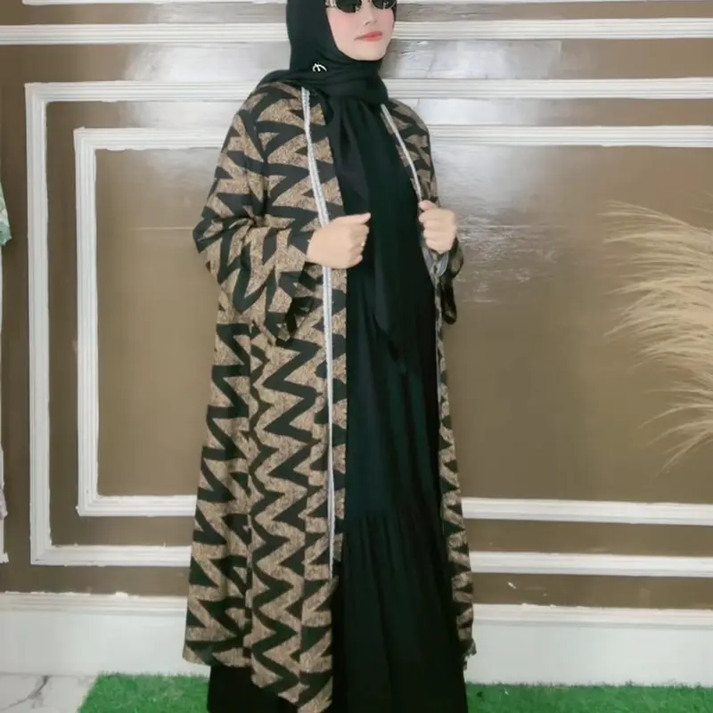 NEW PRODUK VAARIASI JUMBO LD 140  buat INERNYA  OUTER NYA LD 130 BAHAN RAYON TWILL CAKEP CANTIK FASHION KEKINIAN Dress Gold Hitam baju lebaran perempuan Muslim Wanita Gamis Setelan 5
