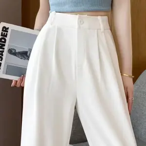 Celana Loose Pants Highwaist PREMIUM - Celana Kulot Wanita Anti kusut - Celana Casual Formal Kerja Kantor Wanita Kain Semi woll semi polyesters Nyaman Panjang Lembut Basic  Variasi Hitam Putih