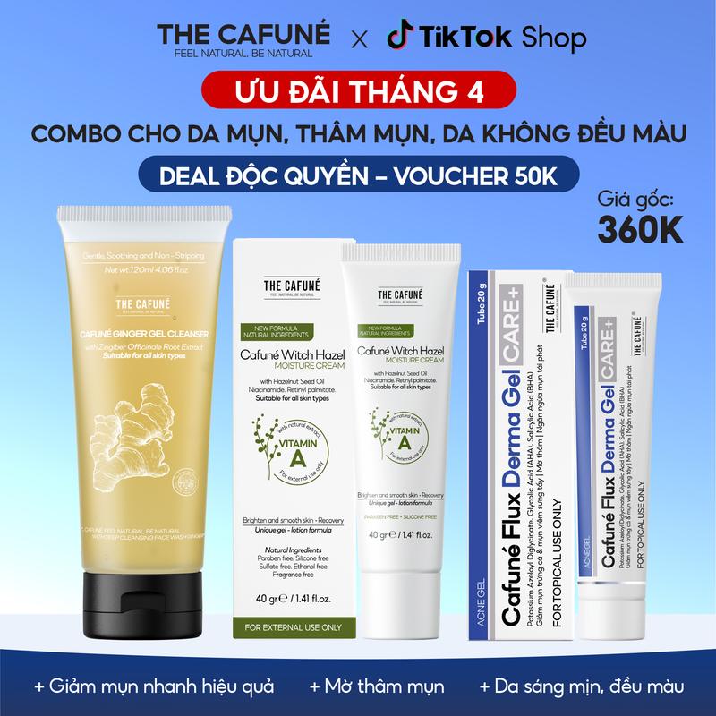 [DEAL ƯU ĐÃI THÁNG 4] Combo Gel Chấm Mụn Cafuné Flux, Sữa Rửa Mặt, Kem Dưỡng Ẩm The Cafuné Dành Cho Da Mụn 120gram Skincare  Làm Đẹp Da Chăm Sóc Da