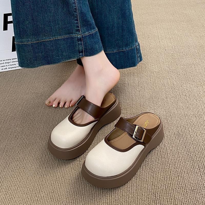 Dép sục nữ hở mũi đế cao 4cm khoá đồng dép nữ đúc nguyên khối chất PVC nhẹ êm chân BTdep