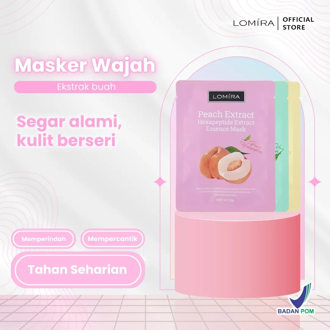 LOMIRA Essence Mask Masker Wajah Ekstrak Buah All Varian Brightening Hydrating BPOM Extract Lemon Peach Vitamin Sheet Mask Fruit Kusam Kering