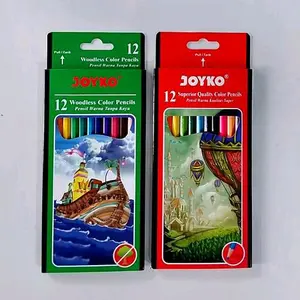 JOYKO Pensil Warna Tanpa Kayu / Pensil Warna Joyko 12 Warna - Woodless / Superior Karton Stationery Sekolah Foto Mewarnai Pencils