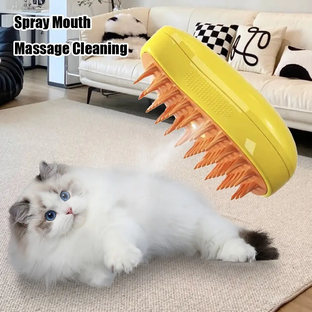 Rechargeable Cat Spray Massage Comb Three-in-One Cat Dog Pet Spray Massage sikat  mandisilikon