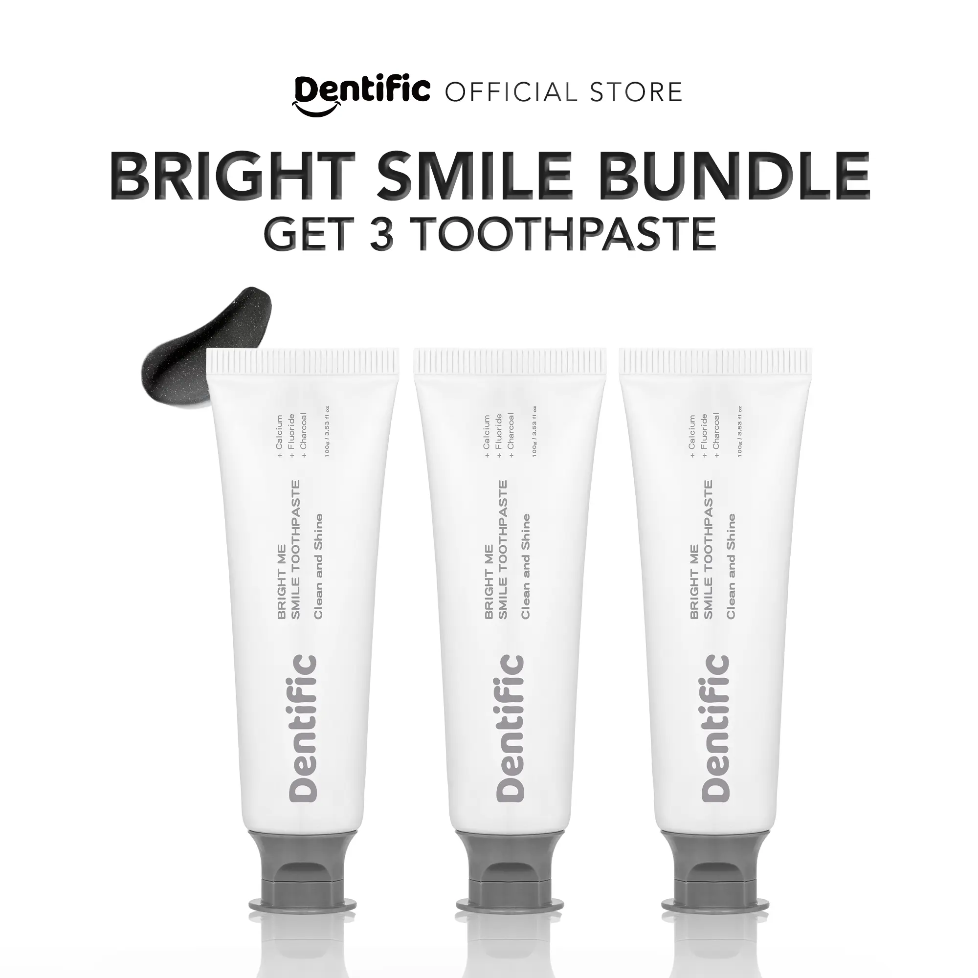 Bundle 3Pcs Dentific Bright Me Smile Charcoal Toothpaste PREMIUM TOOTHPASTE