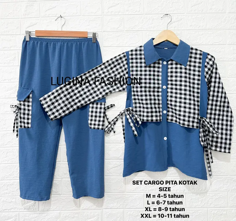 Baju dan Celana Anak Perempuan PITA KOTAK 4-11 tahun Oneset Anak perempuan Fashion viral Lebaran 3