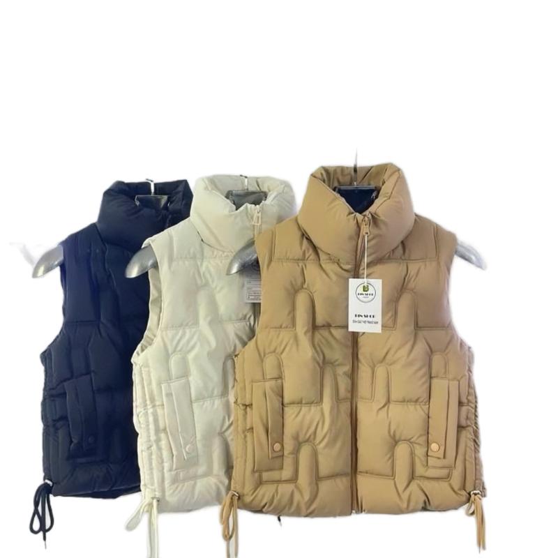 Áo Khoác Phao Gile Nữ Dáng Dài Có Dây Rút sườn Áo Phao Gile Chạy Lập Trình Áo Gile Phao dây rút sườn 3 màu