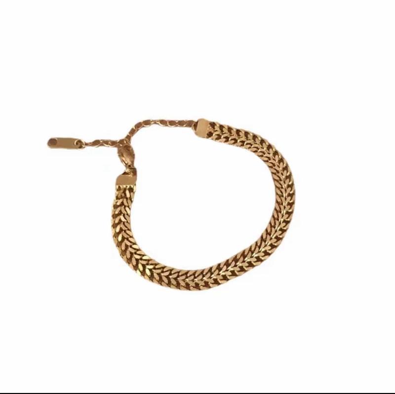 Gelang Tangan Titanium Wanita Elegan Motif Tikar Anti Karat Tidak Luntur Hadiah Bracelets Aksesoris 8