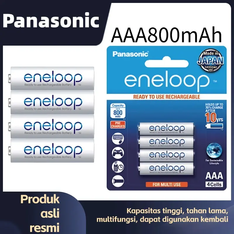 Panasonic Battery  Panasonic Baterai Isi Ulang Panasonic Eneloop AA2000mAh/AAA 800mAh 1.2V (1 Paket isi 4) Resmi asli Baterai isi ulang 2