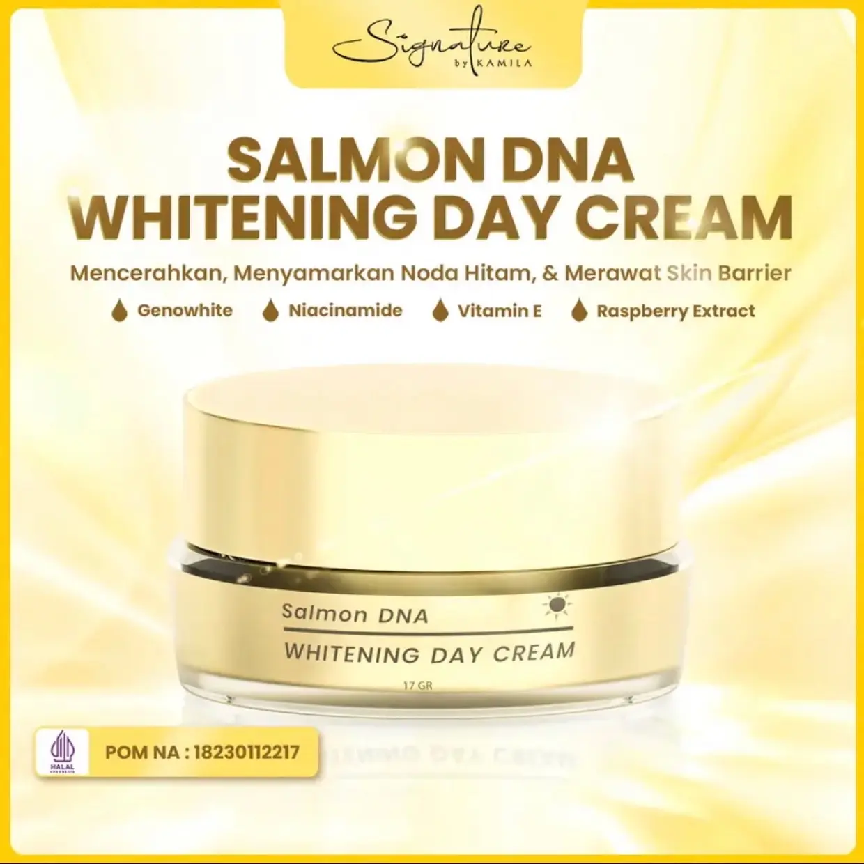 H&H Skincare Salmon DNA Whitening Day Cream Sultan (17gr) - Mencerahkan dan Melembabkan Wajah - Kusam, Hitam Aging Pelembab Hyaluronic Pencerah Pria Muka Wanita Extract Niacinamide Tranexamic Vitamin Moisturizer Licorice Acid