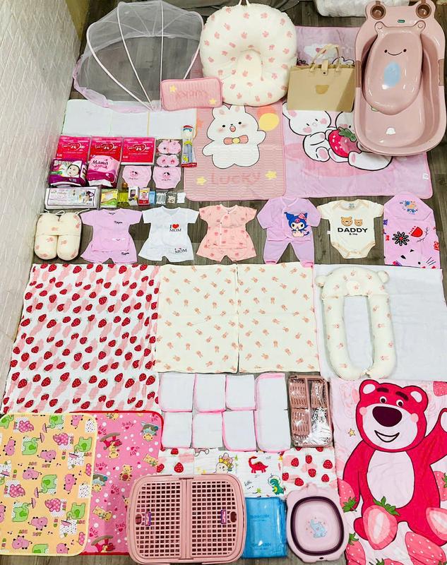 COMBO ĐI SINH ĐẦY ĐỦ BỐN MÙA CHO MẸ VÀ BÉ GÁI TẶNG NỆM CHỐNG TRÀO NGƯỢC Kem Cho Bé 6 Bộ Quần Áo Sơ Sinh Cotton 100% Mềm Mịn Thấm Hút Tốt 2 Khăn Tắm Lớn 10 Khăn Sữa Xô Khăn Sữa Aden Chăn Ủ Cotton Dày Vừa Mũ Bao Tay Bao Chân Yếm Sơ Sinh Đủ Bộ Bình Sữa