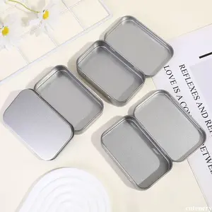 Tin Case Kotak / Kotak Penyimpanan Besi / Wadah Kaleng Alumunium Mini Portable Model Geser MultiFungsi cutenery