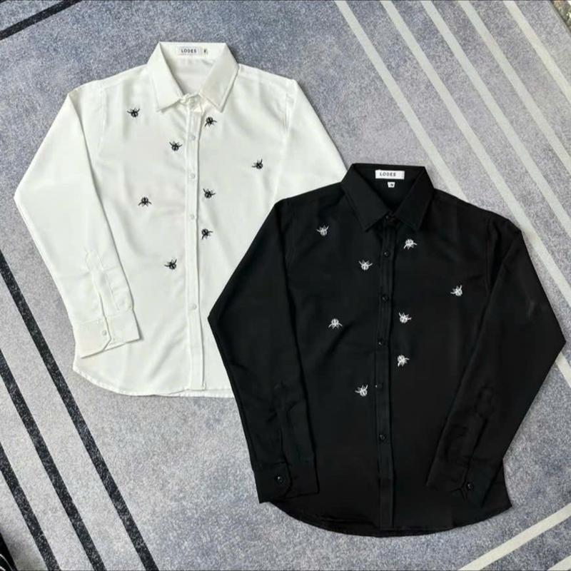 Áo sơ mi nam dài tay thêu logo vải lụa mềm mịn 2 màu cơ bản trắng,đen mẫu hott Menswear 4