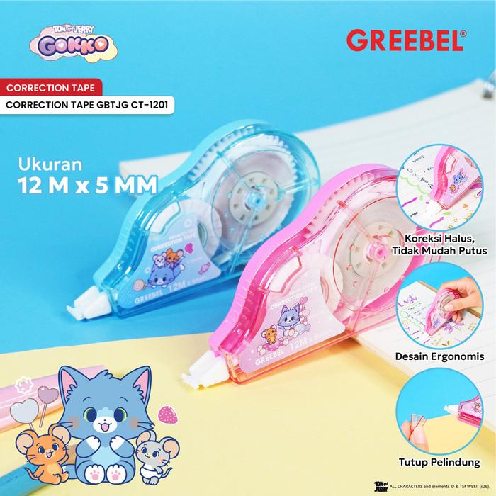 Gambar GREEBEL Pita Koreksi Correction Tape 12 Meter Tom & Jerry Gokko (1PCS) | Tipe X Kertas GBTJG CT-1201 dari GREEBEL Kota Administrasi Jakarta Barat Tokopedia