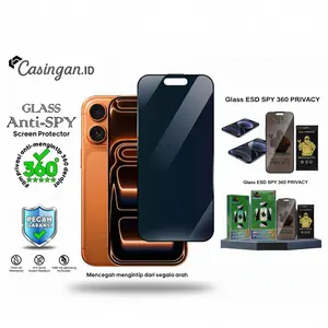 Tempered Glass ESD SPY 360 PRIVACY FOR IPHONE 11 12 13 14 15 16 PRO MAX 17 AIR 17 PRO MAX X XR XS MAX dengan Anti Static dan Kualitas Premium