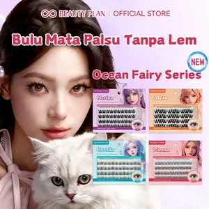 BEAUTY PLAN Ocean Fairy Series Bulu Mata Palsu Tanpa Lem C Curl Bulu Mata Palsu Tanpa Batang Panjang Bulu Mata 12–14 mm Cocok untuk Pemula Bulu Mata Palsu Nyaman Dipakai