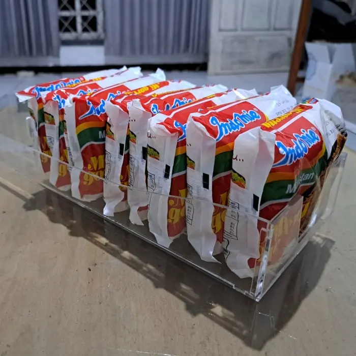 Rak Acrylic Pusher Display Mie Instan Supermarket Minimarket 0