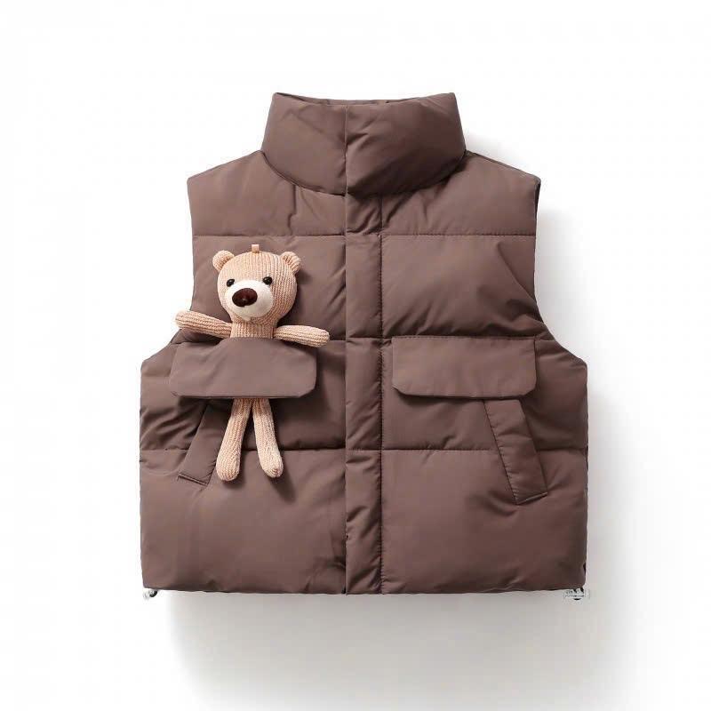  Áo phao Gile Gấu cổ cao nhồi bông mềm mại cho bé 9-17kg 
