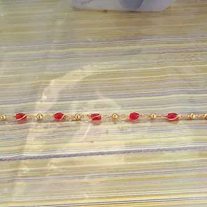 GELANG TANGAN TITANIUM CANTIK GOLD DENGAN BATU PERMATA SINTETIS
