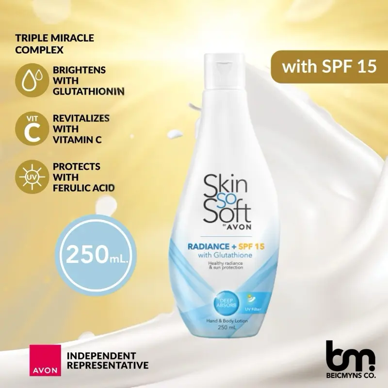 avon glutathione lotion AVON Skin So Soft Ultra Radiance Hand & Body Lotion with 98% Glutathione & Vitamin C - for Brighter Radiant Skin