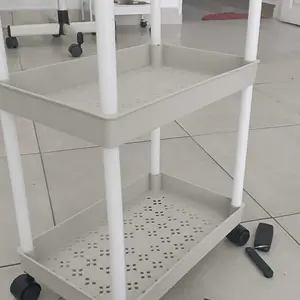 Rak troli plastik rak toilet rak kamar mandi rak dapur serbaguna dengan roda Rak Bumbu Rak Susun Kosmetik