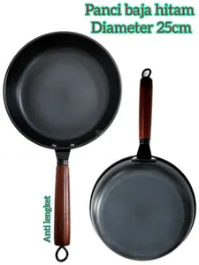 Baja Hitam Anti Lengket Anti Karat Gagang Kayu Premium Anti Panas Bahan Black Carbon