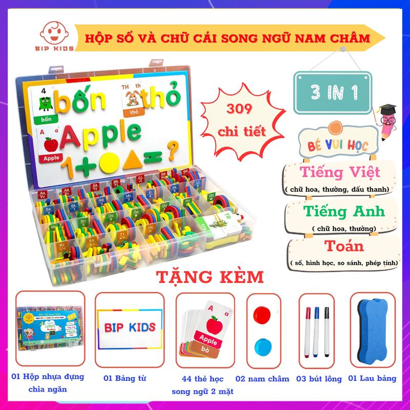   BẢN CAO CẤP 309 chi tiết - 3 in 1  Bảng số và chữ cái nam châm song ngữ Việt - Anh Tặng kèm bảng từ thẻ học liêu bút lau bảng ... ... 