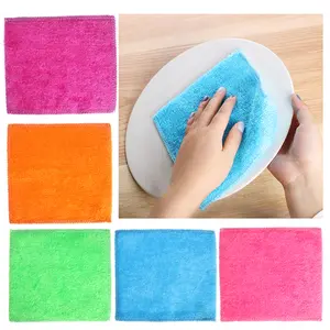 1PC Soft Multi-color Anti-grease Bamboo Fiber Cleaning Rags Washing Towel Dish Cloth Household Kitchen Dinning Accessory Tools