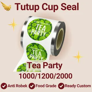 Tutup Segel Plastik TEA PARTY Isi [1200, 2000 Pcs] / Cup Sealer Lid / Plastik Penutup Gelas Kopi Teh / Plastic Cup Sealer / Plastik Seal Cup / Cup Sealer Premium / Cup Sealer Roll - Bahan Premium