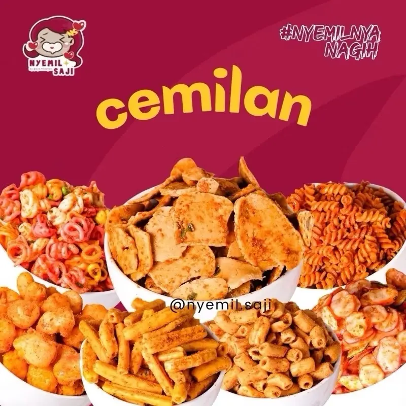 Cemilan 70 gram Basreng Makaroni Spiral Kripik Kaca Sebring NYEMIL SAJI