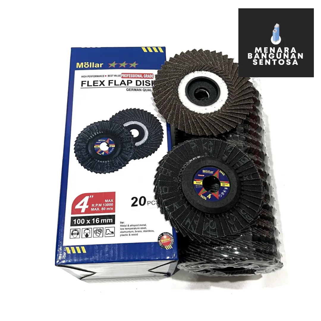 Amplas Flap Disc Mollar Flexible 4 Inch - Gerinda Susun Tumpuk 40 60 80 100 120 150 180 240