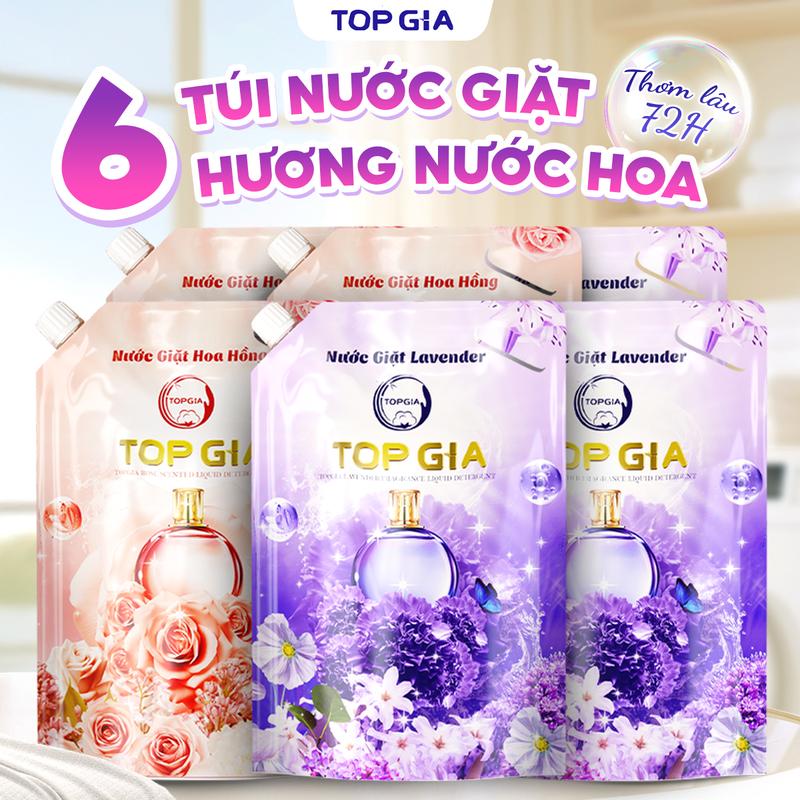 [ƯU ĐÃI ĐỘC QUYỀN] Combo Túi Nước giặt xả TopGia hương Lavender, hương hoa hồng 1L -  Nước giặt xả quần áo làm sạch, ngừa khuẩn, làm mềm vải và lưu hương dài lâu. nth
