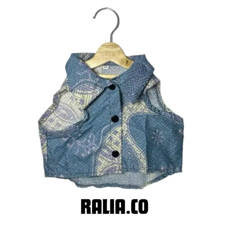 Baju Hewan Tema kemeja batik biru abu merek Ralia.co berbagai ukuran 1