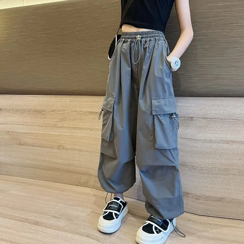 Celana Panjang Cargo High Waist Anak  Usia 7-12 Tahun - Cargo Loose Pants Fashion Fashion celana  anak perempuan celana cargo  anak 6