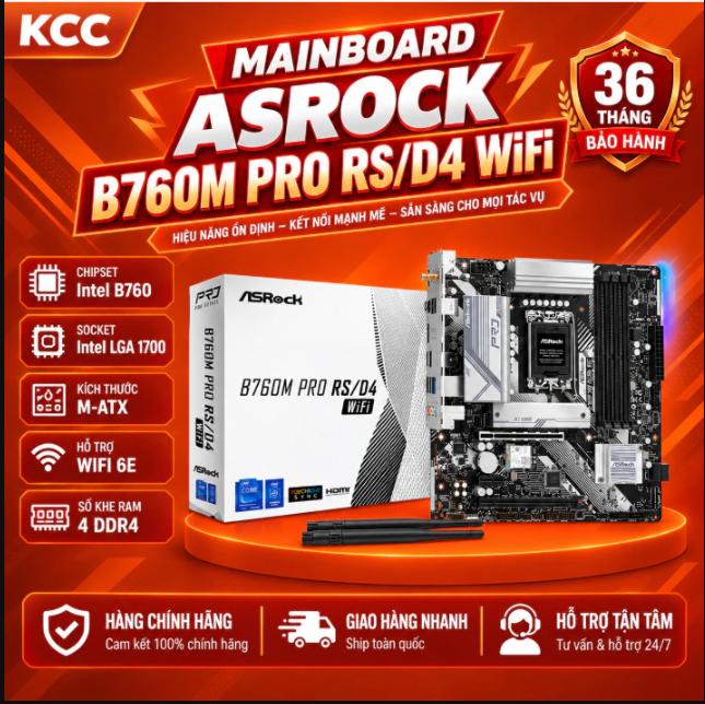 Mainboard ASROCK B760M Pro RS/D4 WiFi bảo hành 36 tháng