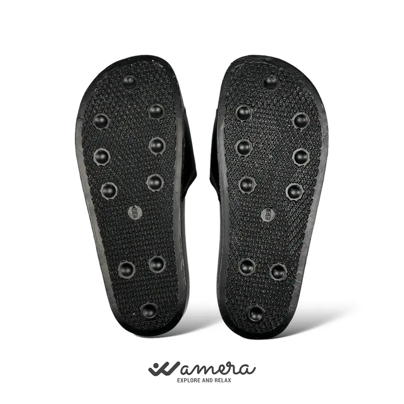 SANDAL WAMERA - Moonlight Black White Sandal Slop Pria&Wanita Sandal Slide Santai Unisex 7