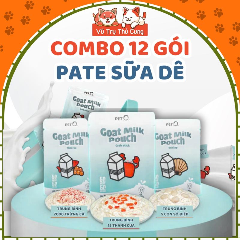 Combo 12 Gói Pate Sữa Dê Cho Mèo PetQ 70g