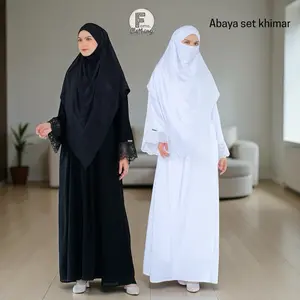 Fame Clothing - Abaya Meena Set french khimar haji umroh abaya putih