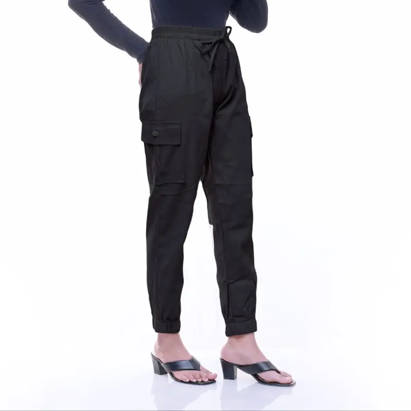 Celana cargo wanita full karet// Baggy pants joget wanita Twill combed Panjang Kulot Basic 3