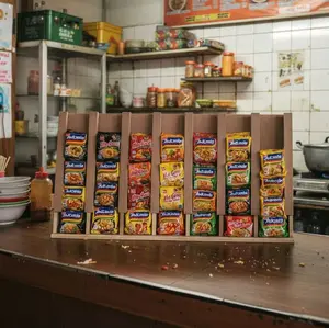 Rak Mie Instan Display Mie 6 Slot Rak Warmindo untuk Penyimpanan Mie Instan dengan 6 Slot Praktis