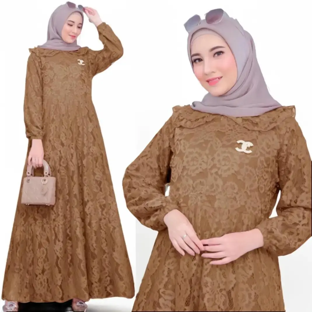 MAXI ALILA BROKAT / DEPAN BUSUI / 5 UKURAN / M / L / XL / XXL / 3XL / GAMIS KONDANGAN / BUSANA MUSLIM WANITA / GAMIS Panjang Karet Jilbab Dress Pesta Remaja Seragam