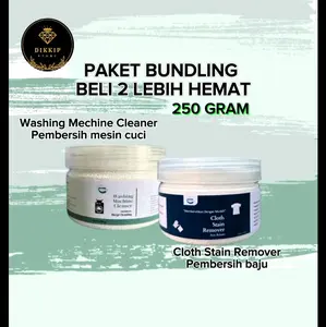 BELI 2 LEBIH HEMAT BUNDLING PAKAGE UNIKLEEN CLOTH STAIN REMOVER & UNIKLEEN WASHING MACHINE CLEANER ukuran 2×250 gram Cleaning Jamur