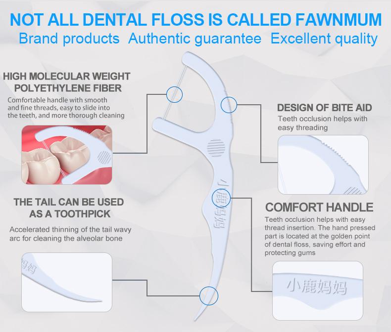 Product Introduction of Fawnmum 100PCS Twin-line Dental Flossers Disposable Toothpick Fresh Breath Interdental Cleaning Stick For Oral Hygiene floss 15