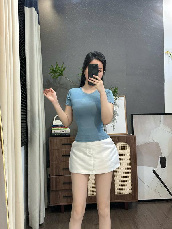 (Z54) Áo cổ tròn thiết kế form ôm body tôn dáng vải co dãn nhiều mặc mát đi làm đi chơi đều đẹp by Thương Lê Z54