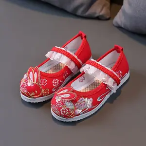 Sepatu cheongsam anak perempuan 3379 motif kelinci - sepatu imlek anak cewe fashion
