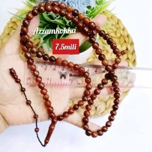 Tasbih 99 bulat polos 7,5 mili coklat kokka kaukah asli