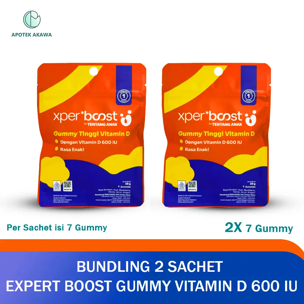 BUNDLING 2 EXPERT BOOST GUMMY VITAMIN D 600 IU | SUPLEMEN TULANG & GIGI ANAK & DEWASA | APOTEK AKAWA
