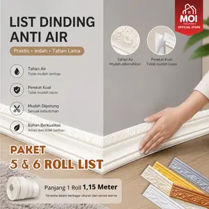 [ Paket 5 Lembar ] List WallBorder Dinding / Wallborder Foam 3D /Walpaper List Foam Stiker Dinding / List dinding 3D 1.15 Meter