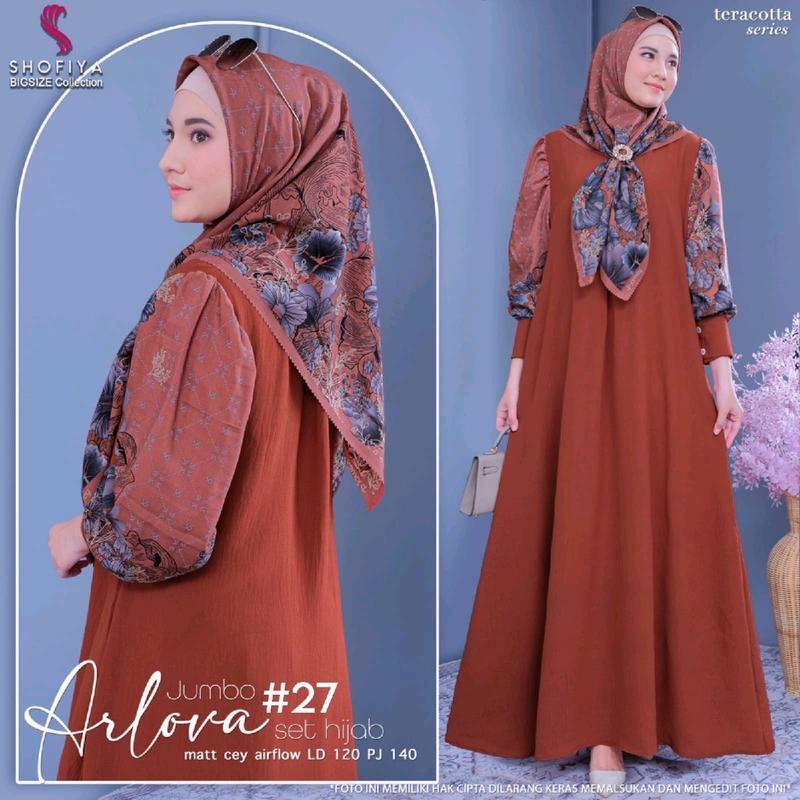 gamis wanita set hijab modis size jumbo arlova series 120 by shofiya kekinian Linen Kancing Airflow 8