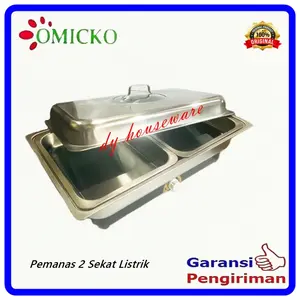 Prasmanan Wadah Saji Stainless Listrik 11 Liter 1 Dan 2 Sekat (Listrik) 400 Watt Omicko